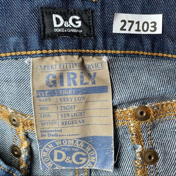 DOLCE GABBANA DESIGNER Y2K LOW RISE STRAIGHT GIRLY JEANS MEDIUM BLUE SIZE 28 - Picture 6 of 8